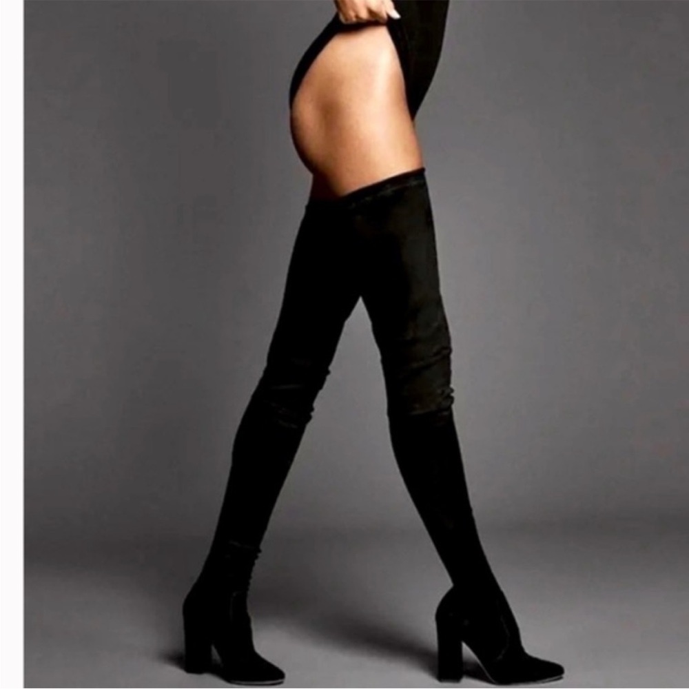 NIB Tamara Mellon Helmut Over The Knee Stretch Suede Boots Thigh Black 37.5